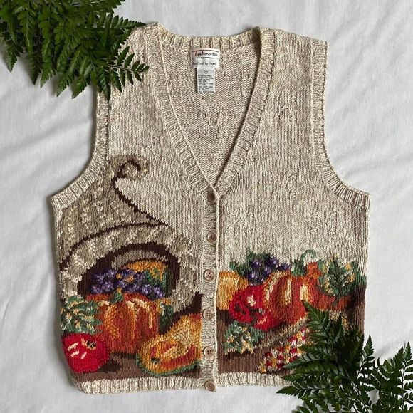 Talbots Jackets & Blazers - Vintage tan knit fall harvest vest